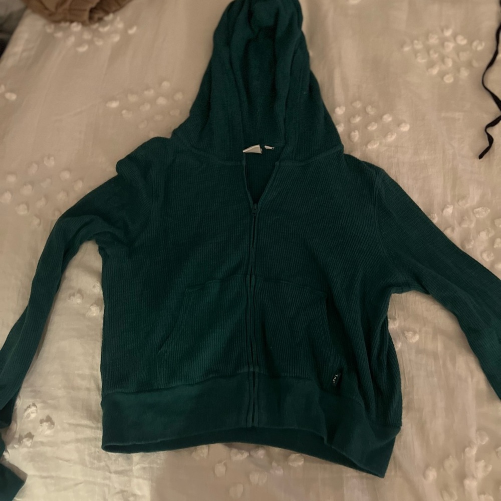 Geeen cropped waffle aritzia zip up